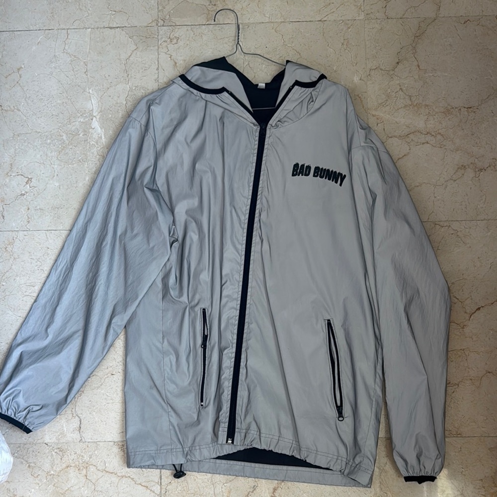 Bad Bunny Merch Gray Windbreaker Jacket